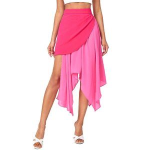NWT CARMEN Asymmetrical Hem Skirt in Two Pink Tones XS